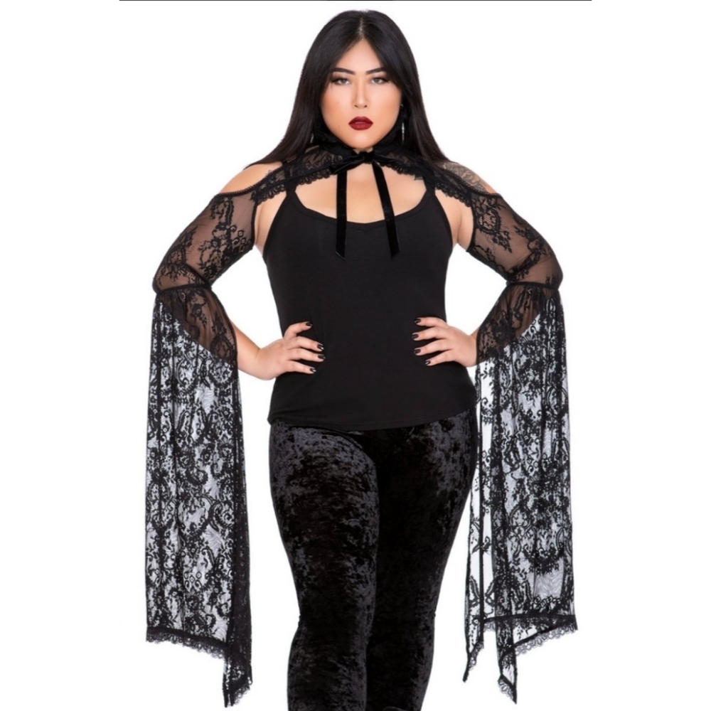 Elegant Black Lace Capelet - Picture 2 of 10